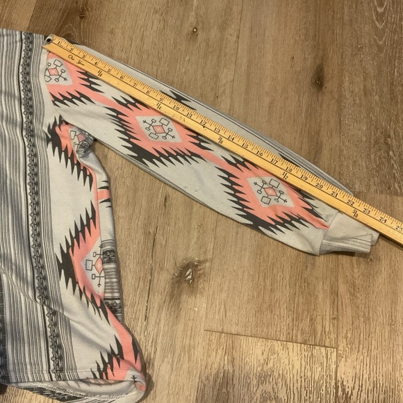 Myobe - Geometric Patterned Open Front Cardigan - Pink Gray White - Ladies 2XL - Picture 10 of 13